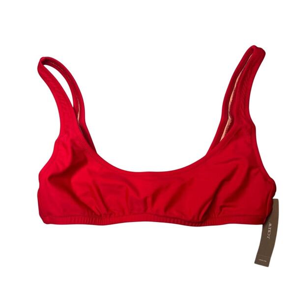 J.Crew Red Scoop Neck Bikini Top Small | Heritage Swimwear NWT - Picture 1 of 3